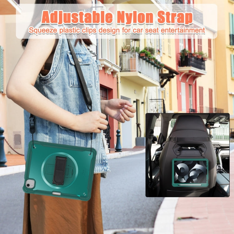 For iPad Air 2022 10.9 / Pro 11 2022 Heavy Duty Hybrid Tablet Case with Hand Grip & Strap(Dark Green) by bashfashion