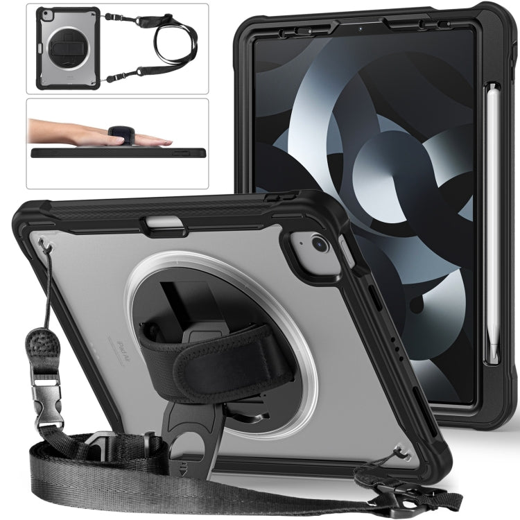 For iPad Air 2022 10.9 / Pro 11 2022 Heavy Duty Hybrid Tablet Case with Hand Grip & Strap(Black) by bashfashion