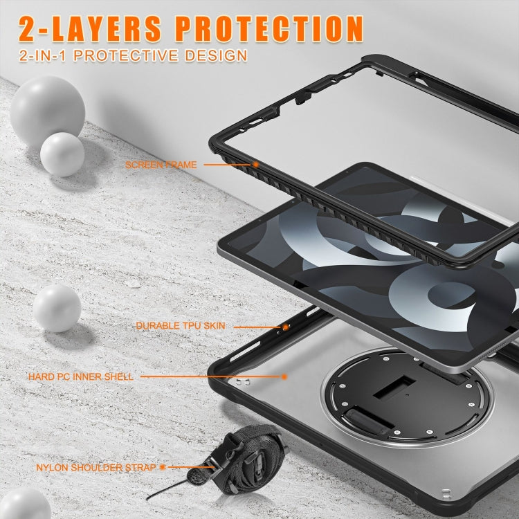 For iPad Air 2022 10.9 / Pro 11 2022 Heavy Duty Hybrid Tablet Case with Hand Grip & Strap(Black) by bashfashion