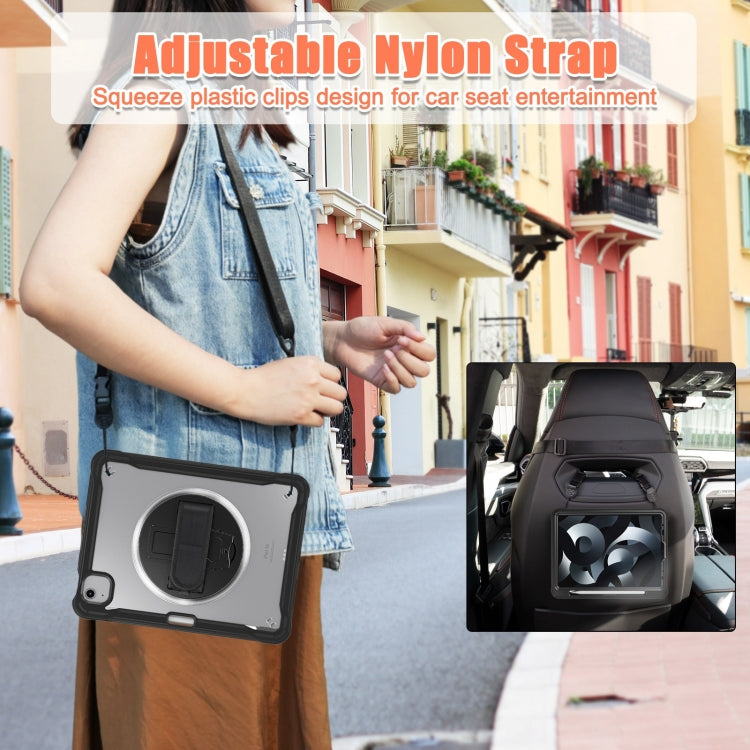 For iPad Air 2022 10.9 / Pro 11 2022 Heavy Duty Hybrid Tablet Case with Hand Grip & Strap(Black) by bashfashion