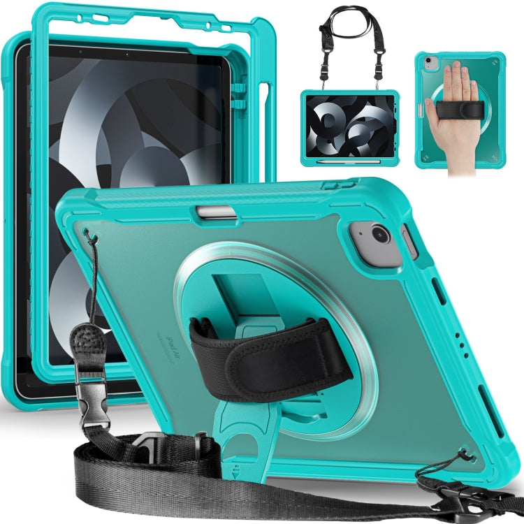 For iPad Air 2022 10.9 / Pro 11 2022 Heavy Duty Hybrid Tablet Case with Hand Grip & Strap(Light Blue) by bashfashion