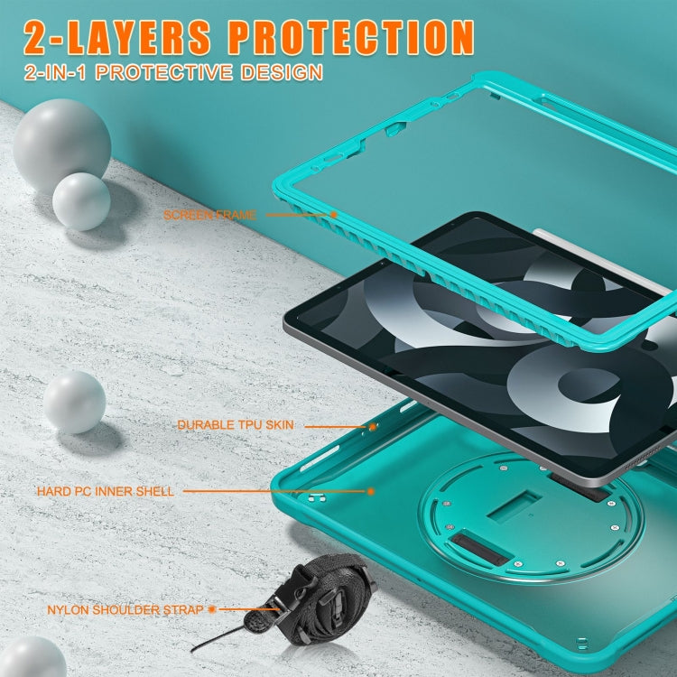 For iPad Air 2022 10.9 / Pro 11 2022 Heavy Duty Hybrid Tablet Case with Hand Grip & Strap(Light Blue) by bashfashion