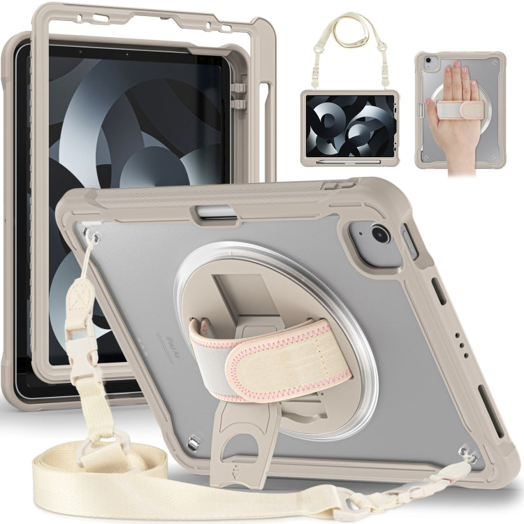 For iPad Air 2022 10.9 / Pro 11 2022 Heavy Duty Hybrid Tablet Case with Hand Grip & Strap(Khaki) by bashfashion