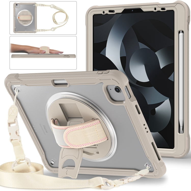 For iPad Air 2022 10.9 / Pro 11 2022 Heavy Duty Hybrid Tablet Case with Hand Grip & Strap(Khaki) by bashfashion