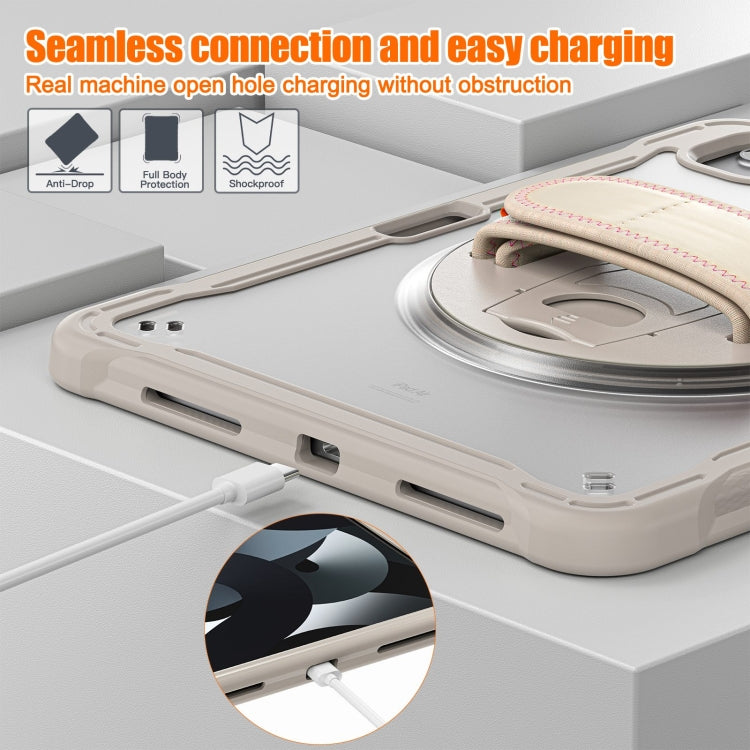 For iPad Air 2022 10.9 / Pro 11 2022 Heavy Duty Hybrid Tablet Case with Hand Grip & Strap(Khaki) by bashfashion