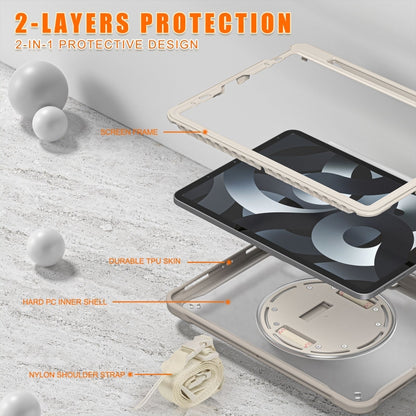 For iPad Air 2022 10.9 / Pro 11 2022 Heavy Duty Hybrid Tablet Case with Hand Grip & Strap(Khaki) by bashfashion