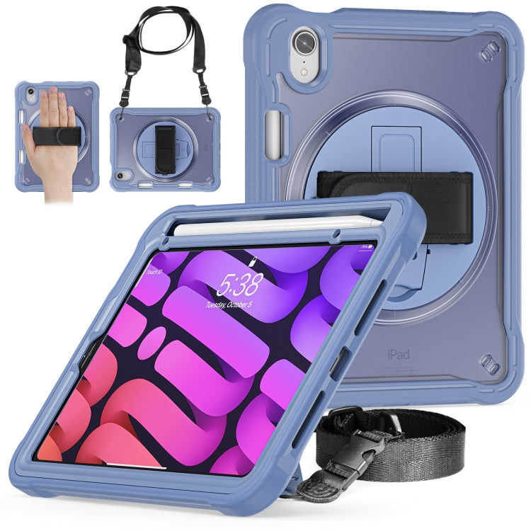 For iPad mini 6 / mini 2024 Heavy Duty Hybrid Tablet Case with Hand Grip & Strap(Lavender Grey) by bashfashion