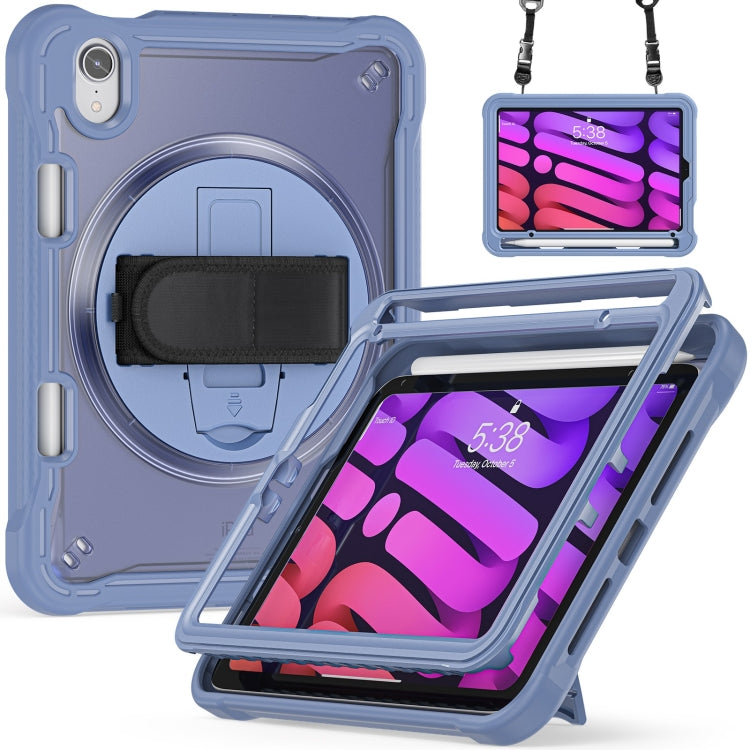 For iPad mini 6 / mini 2024 Heavy Duty Hybrid Tablet Case with Hand Grip & Strap(Lavender Grey) by bashfashion