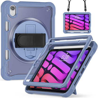 For iPad mini 6 / mini 2024 Heavy Duty Hybrid Tablet Case with Hand Grip & Strap(Lavender Grey) by bashfashion