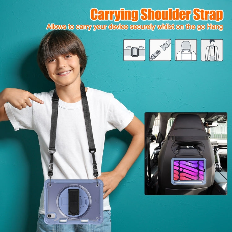 For iPad mini 6 / mini 2024 Heavy Duty Hybrid Tablet Case with Hand Grip & Strap(Lavender Grey) by bashfashion
