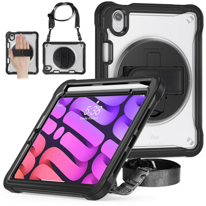 For iPad mini 6 / mini 2024 Heavy Duty Hybrid Tablet Case with Hand Grip & Strap(Black) by bashfashion