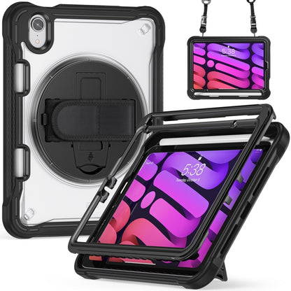 For iPad mini 6 / mini 2024 Heavy Duty Hybrid Tablet Case with Hand Grip & Strap(Black) by bashfashion