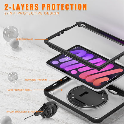 For iPad mini 6 / mini 2024 Heavy Duty Hybrid Tablet Case with Hand Grip & Strap(Black) by bashfashion