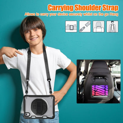 For iPad mini 6 / mini 2024 Heavy Duty Hybrid Tablet Case with Hand Grip & Strap(Black) by bashfashion
