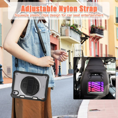 For iPad mini 6 / mini 2024 Heavy Duty Hybrid Tablet Case with Hand Grip & Strap(Black) by bashfashion