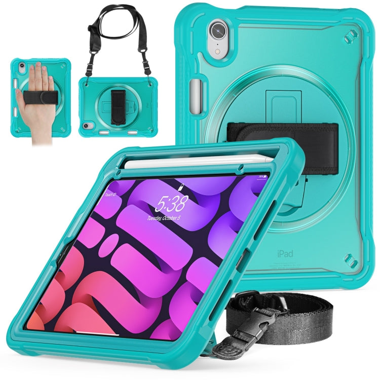 For iPad mini 6 / mini 2024 Heavy Duty Hybrid Tablet Case with Hand Grip & Strap(Light Blue) by bashfashion