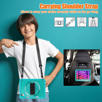 For iPad mini 6 / mini 2024 Heavy Duty Hybrid Tablet Case with Hand Grip & Strap(Light Blue) by bashfashion