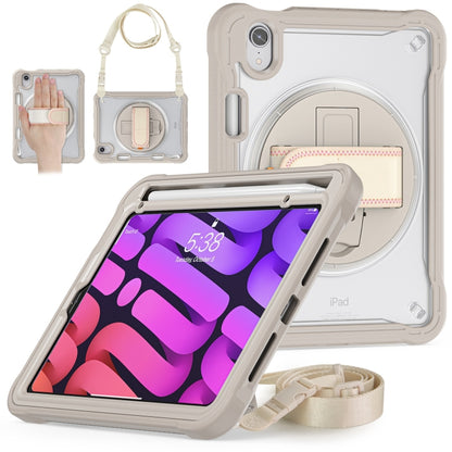 For iPad mini 6 / mini 2024 Heavy Duty Hybrid Tablet Case with Hand Grip & Strap(Khaki) by bashfashion
