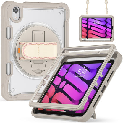 For iPad mini 6 / mini 2024 Heavy Duty Hybrid Tablet Case with Hand Grip & Strap(Khaki) by bashfashion