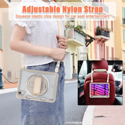 For iPad mini 6 / mini 2024 Heavy Duty Hybrid Tablet Case with Hand Grip & Strap(Khaki) by bashfashion