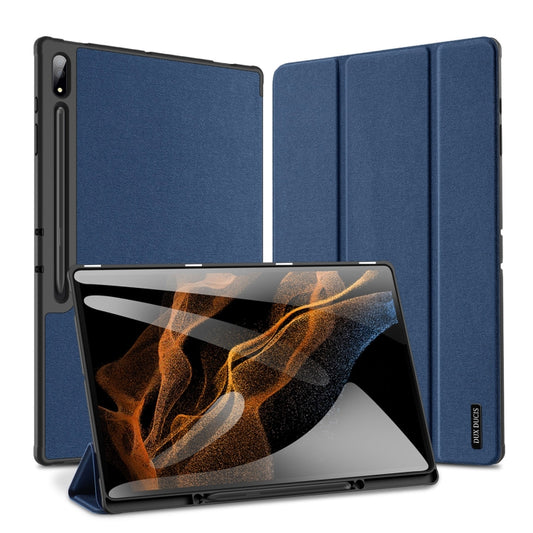 For Samsung Galaxy Tab S10 Ultra / S9 Ultra DUX DUCIS Domo Series Cloth Texture Magnetic Leather Tablet Case(Blue) by DUX DUCIS