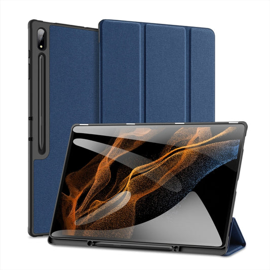 For Samsung Galaxy Tab S10 Ultra / S9 Ultra DUX DUCIS Domo Series Cloth Texture Magnetic Leather Tablet Case(Blue) by DUX DUCIS