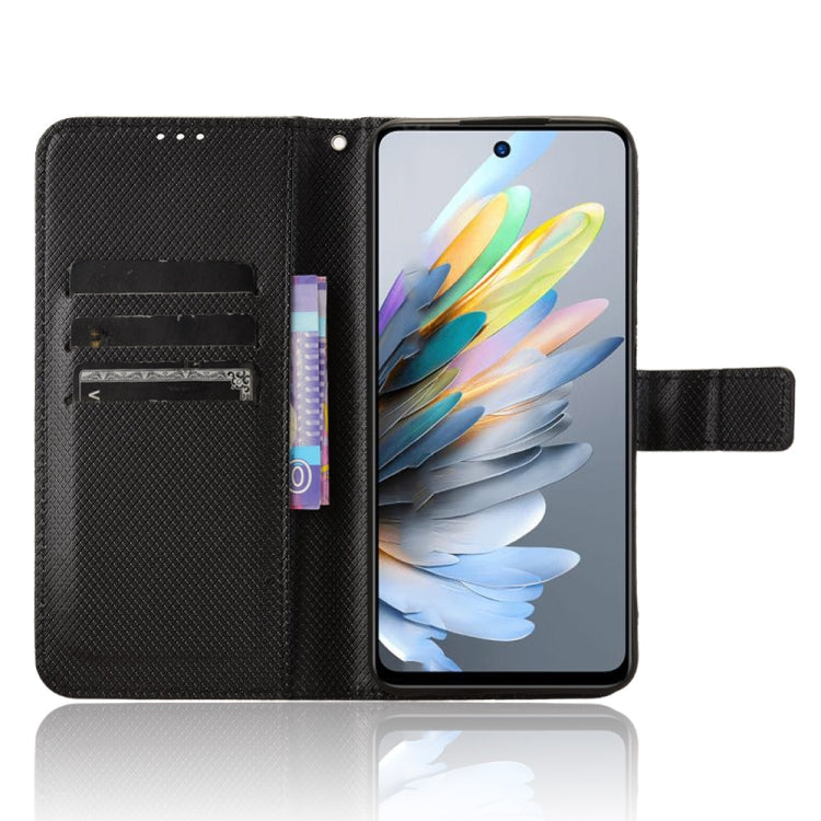 For ZTE Blade A75 4G Diamond Texture Leather Phone Case(Black) by bashfashion