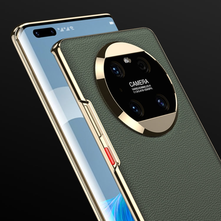 For Huawei Mate 40 Pro GKK Electroplating Leather Surface Phone Case(Cyan) by GKK