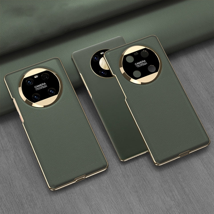 For Huawei Mate 40 GKK Electroplating Leather Surface Phone Case(Green) by GKK