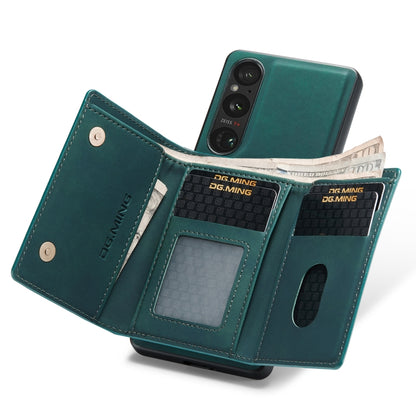 For Sony Xperia 1 V DG.MING M1 Series 3-Fold Multi Card Wallet + Magnetic Phone Case(Green) by DG.MING