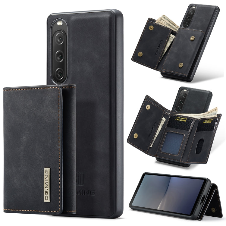 For Sony Xperia 10 V DG.MING M1 Series 3-Fold Multi Card Wallet + Magnetic Phone Case(Black) by DG.MING