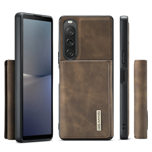 For Sony Xperia 10 V DG.MING M1 Series 3-Fold Multi Card Wallet + Magnetic Phone Case(Coffee) by DG.MING