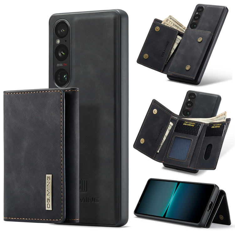 For Sony Xperia 1 VI DG.MING M1 Series 3-Fold Multi Card Wallet + Magnetic Phone Case(Black) by DG.MING