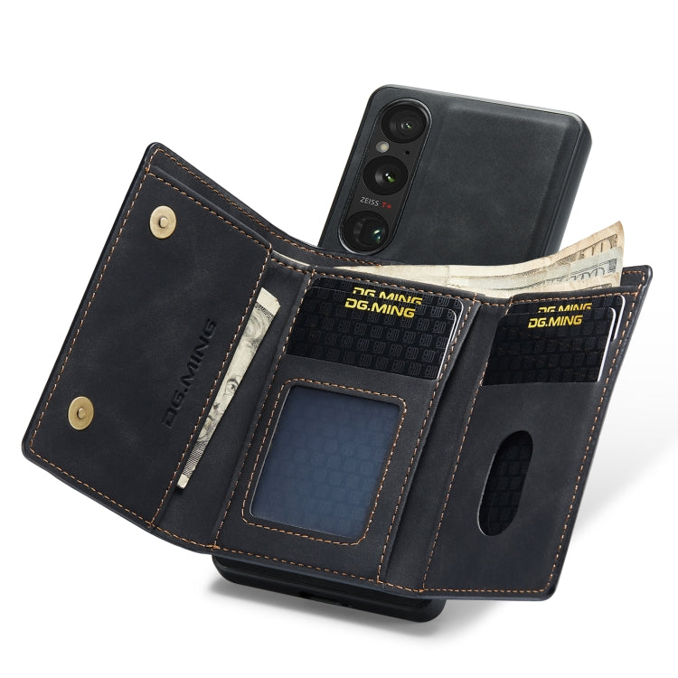 For Sony Xperia 1 VI DG.MING M1 Series 3-Fold Multi Card Wallet + Magnetic Phone Case(Black) by DG.MING