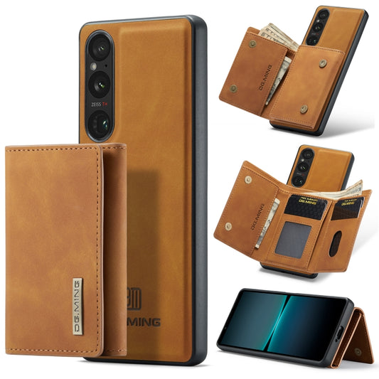 For Sony Xperia 1 VI DG.MING M1 Series 3-Fold Multi Card Wallet + Magnetic Phone Case(Brown) by DG.MING