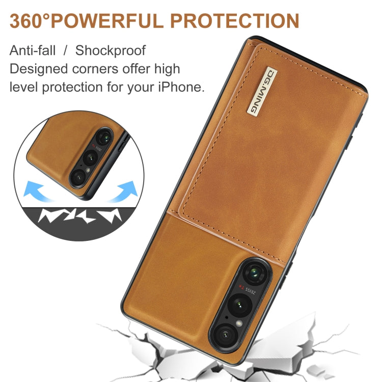 For Sony Xperia 1 VI DG.MING M1 Series 3-Fold Multi Card Wallet + Magnetic Phone Case(Brown) by DG.MING