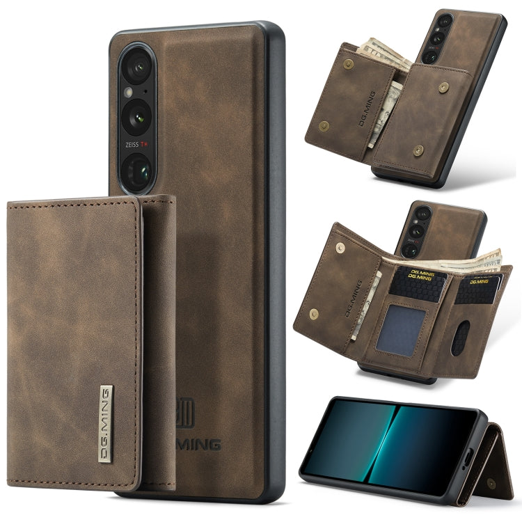 For Sony Xperia 1 VI DG.MING M1 Series 3-Fold Multi Card Wallet + Magnetic Phone Case(Coffee) by DG.MING