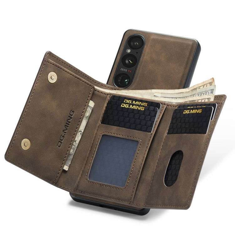 For Sony Xperia 1 VI DG.MING M1 Series 3-Fold Multi Card Wallet + Magnetic Phone Case(Coffee) by DG.MING