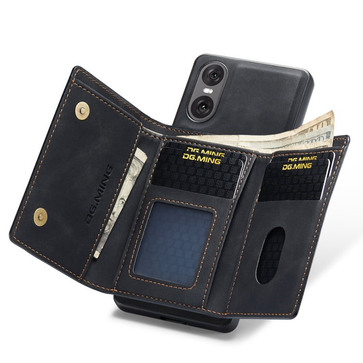 For Sony Xperia 10 VI DG.MING M1 Series 3-Fold Multi Card Wallet + Magnetic Phone Case(Black) by DG.MING