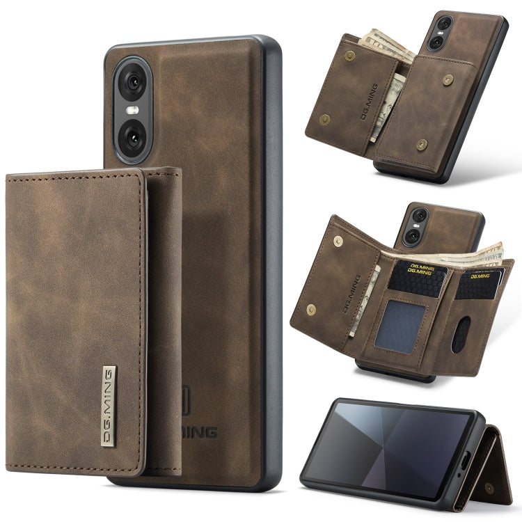 For Sony Xperia 10 VI DG.MING M1 Series 3-Fold Multi Card Wallet + Magnetic Phone Case(Coffee) by DG.MING