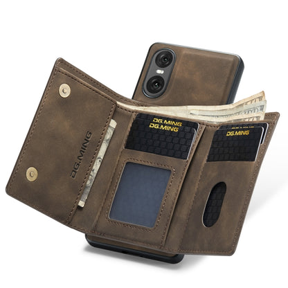 For Sony Xperia 10 VI DG.MING M1 Series 3-Fold Multi Card Wallet + Magnetic Phone Case(Coffee) by DG.MING