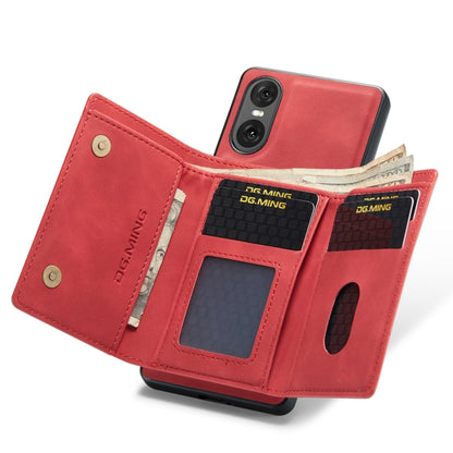 For Sony Xperia 10 VI DG.MING M1 Series 3-Fold Multi Card Wallet + Magnetic Phone Case(Red) by DG.MING