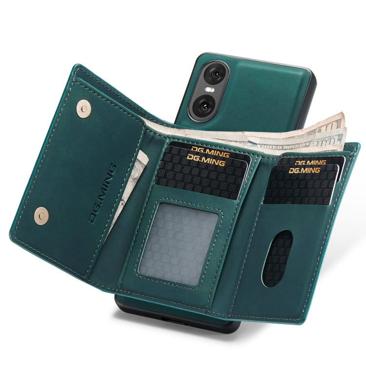 For Sony Xperia 10 VI DG.MING M1 Series 3-Fold Multi Card Wallet + Magnetic Phone Case(Green) by DG.MING