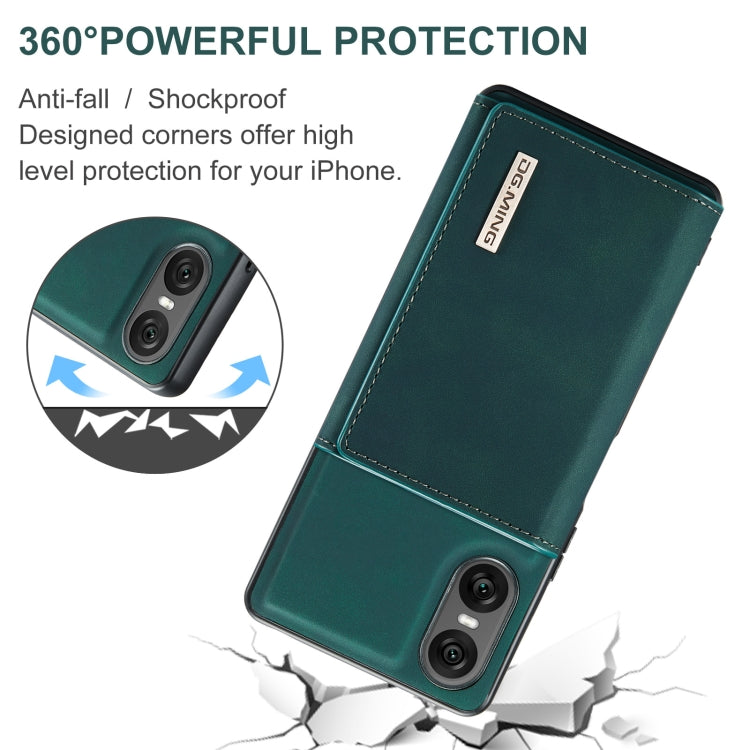 For Sony Xperia 10 VI DG.MING M1 Series 3-Fold Multi Card Wallet + Magnetic Phone Case(Green) by DG.MING