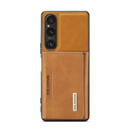For Sony Xperia 1 V DG.MING M2 Series 3-Fold Multi Card Bag + Magnetic Phone Case(Brown) by DG.MING