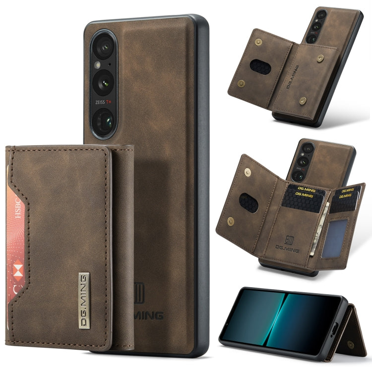 For Sony Xperia 1 V DG.MING M2 Series 3-Fold Multi Card Bag + Magnetic Phone Case(Coffee) by DG.MING