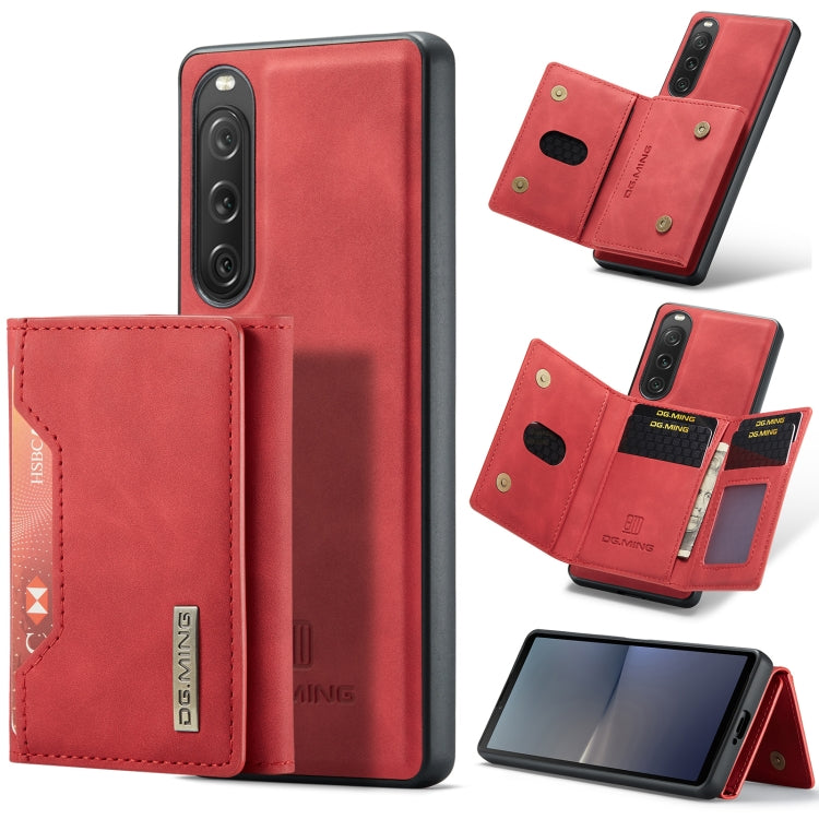 For Sony Xperia 10 V DG.MING M2 Series 3-Fold Multi Card Bag + Magnetic Phone Case(Red) by DG.MING