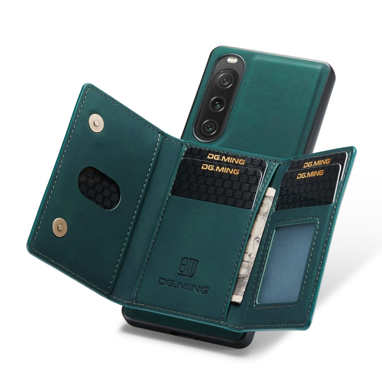 For Sony Xperia 10 V DG.MING M2 Series 3-Fold Multi Card Bag + Magnetic Phone Case(Green) by DG.MING