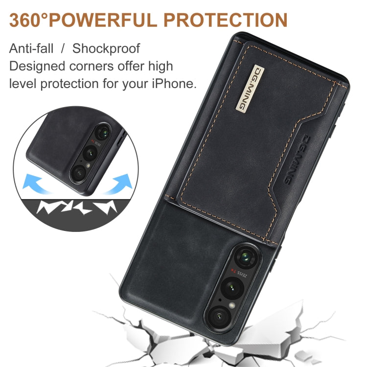 For Sony Xperia 1 VI DG.MING M2 Series 3-Fold Multi Card Bag + Magnetic Phone Case(Black) by DG.MING