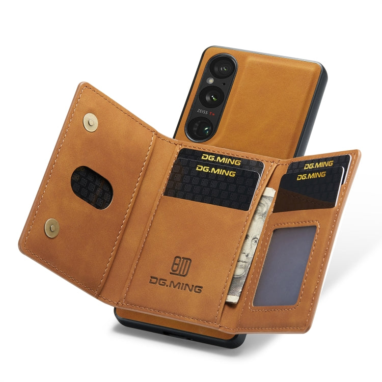 For Sony Xperia 1 VI DG.MING M2 Series 3-Fold Multi Card Bag + Magnetic Phone Case(Brown) by DG.MING